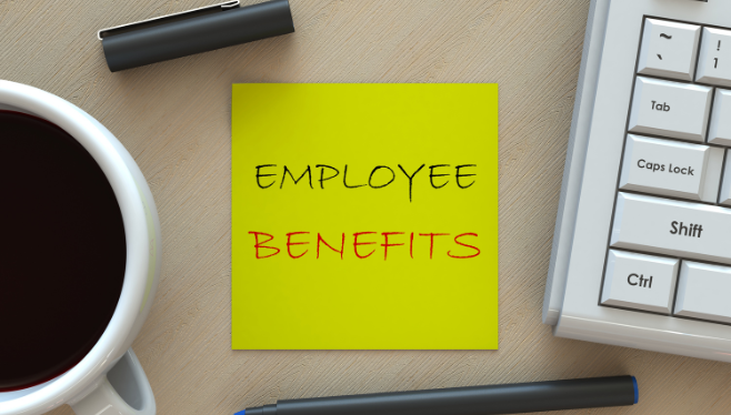 sas 136 | Will It Impact Your Employee Benefit Plans? | sticky note that says "Employee Benefits" and keyboard and pens